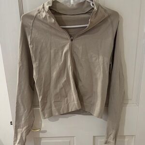 Workout Tan Zip-Up Hoodie for Women